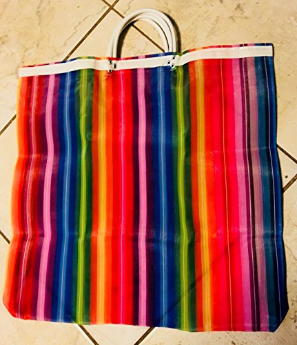Medium Striped Mesh Bag Market Tote Mexico 18" X 18"000941 #TOP1