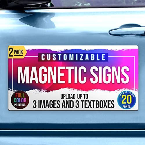 2-Pack 12x24 Custom Magnet Signs in Full Color for Business and Advertising 30 mil Customized Vinyl Car Magnets Personalized Magnetic Sheets for Company Storefront & Vehicles (Rounded Corners D2)