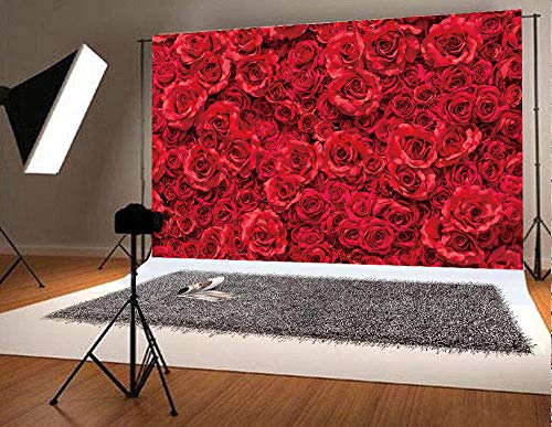 Fondo Fotográfico Floral Rojo 8x6ft para Fotografía miniatura 5