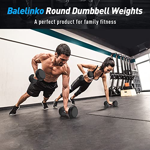 Balelinko Rubber Coated Round Dumbbell In Single, Free Hand Weight With Metal Handle For Home Gym Equipment Workout Strength Training, 25 Lb #TOP6