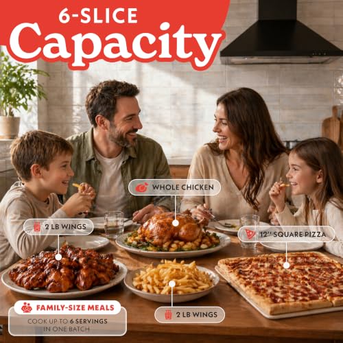 Image of Gourmia French Door Air Fryer Toaster Oven - 6 Slice Capacity, Temperature Probe, 18 Cooking Presets, FryForce, Digital Display, 3 Rack Positions, Dishwasher-Safe Accessories, Stainless Steel