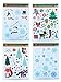 Christmas Static Window Cling Decorations - 4 Large Sheet Sets Featuring Santa, Snowmen, Snowflakes, Gingerbread Men, Reindeer and More