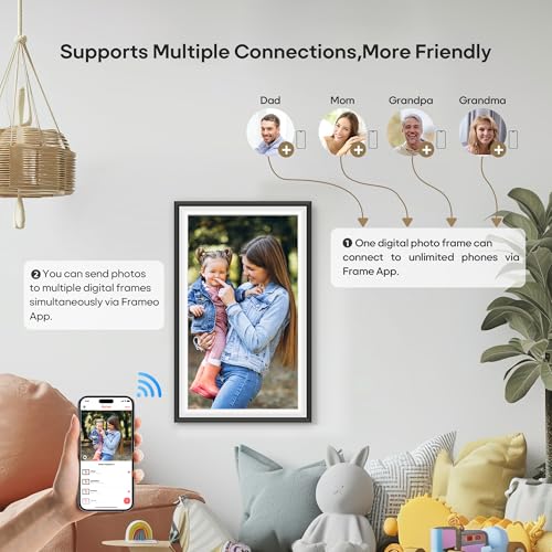 Frameo Digital Photo Frame -15.6" WiFi Large Digital Picture Frame with 1920x1080 FHD IPS Touchscreen, Built-in 64GB Storage, Instant Sharing via Frameo App,Auto-Rotation - Image 6