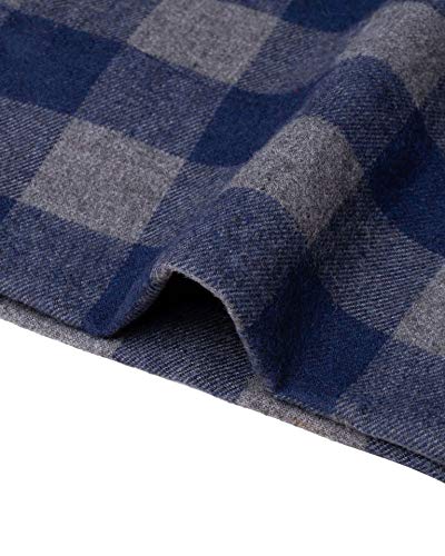 Image of Mens Flannel Pajama Pants Plaid Heavyweight Cotton PJs Bottoms Sleepwear | Soft Cozy with Pockets, Elastic Waistband Drawstring, Adjustable Length, Casual Checkered Lounge Pant, for Home Holiday Daily