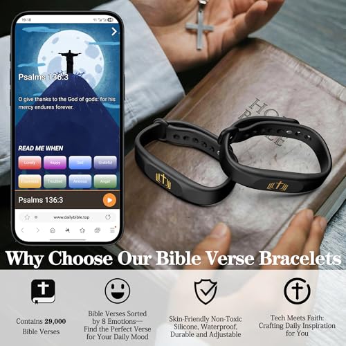 Bible Verse Bracelet,Silicone Daily Bible Verse Bracelet,NFC-Enabled Jesus Bracelets2