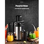 Qcen Juicer Machine, 500W Centrifugal Juicer Extractor with Wide Mouth 3” Feed Chute for Fruit Vegetable, Easy to Clean, Stainless Steel, BPA-free (Black) - Image 4