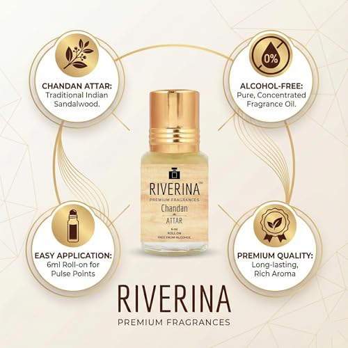 زيت عطري مركز اصلي للرجال والنساء من شاندان عطار | لفة اون 6 مل | خشب الصندل النقي 100% | عطر نباتي غير كحولي يدوم طويلا | هدية اسلامية للعيد ورمضان