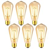 LVWIT 6 Unidades E27 Bombillas LED Edison Filamento LED ST64 Retro Vintage - Equivalente a 35W, El Ángulo del Haz de 300°. No Regulable.