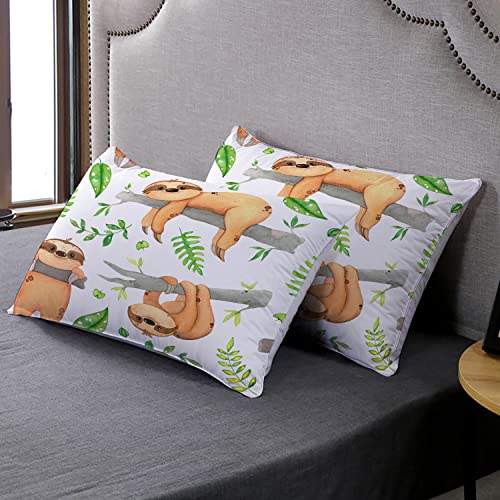 Ailonen Sloth Bedding Set Full Size,Cartoon Sloth Duvet Cover Set For Kids Girls Boys,Sloth Pattern Printed Comforter Cover,1 Quilt Cover 2 Pillowcases 3 Piece #TOP3