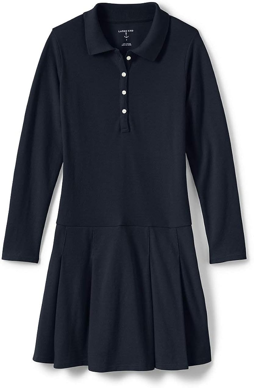 Lands' End School Uniform Girls Long Sleeve Mesh Polo Dress: Clothing, Shoes & Jewelry
