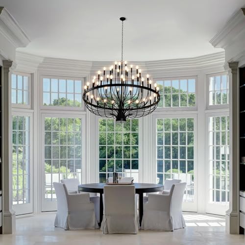 VBKK 60" Extra Large Chandelier Black Foyer Chandeliers for High Ceilings by VBKK - Used condition - Image 6