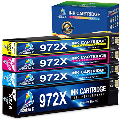 DOUBLE D 972X 972A (Upgraded Chip) Compatible Replacement for HP 972X 972A 972 Ink Cartridges, for HP PageWide Pro 477dw 477dn 577dw 577z 452dn 452dw 552dw P55250dw P57750dw, 4 Pack