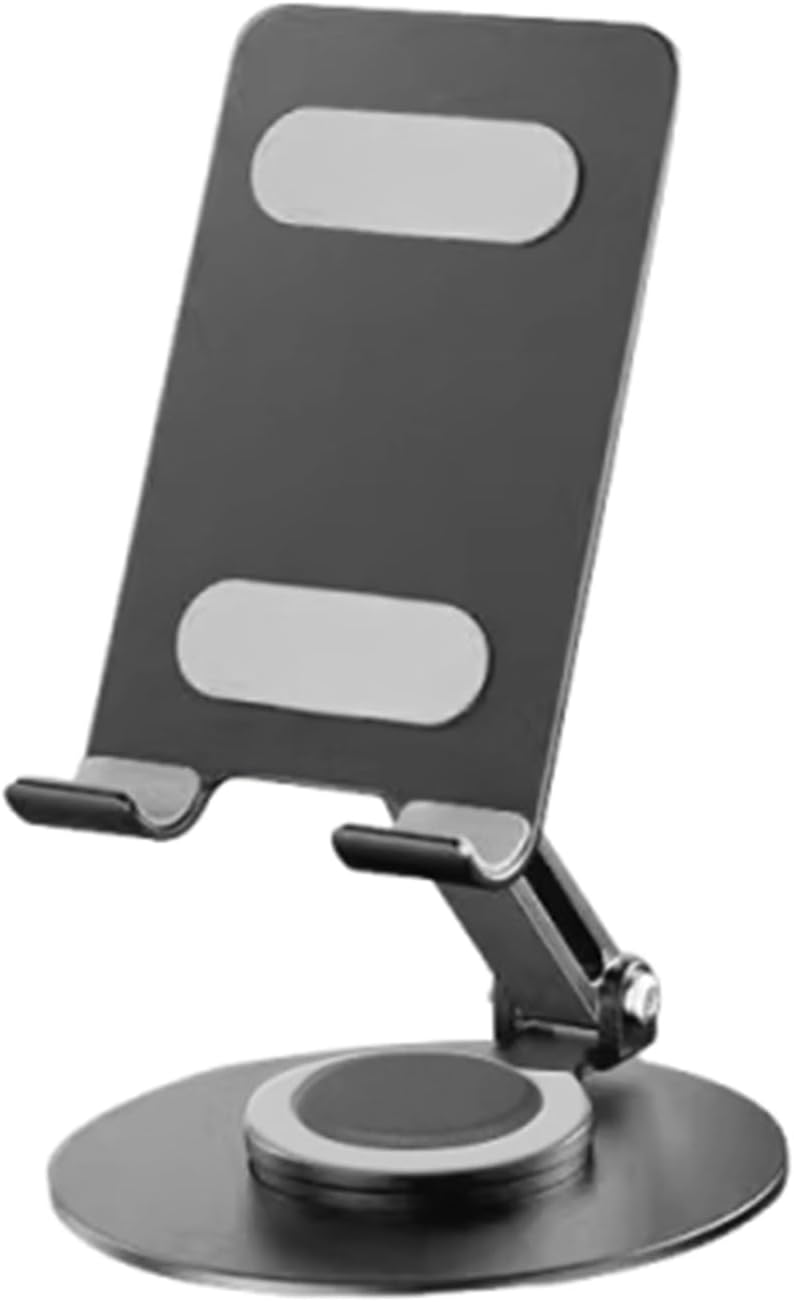 Z03 Gunmetal Foldable Desk Stand Adjustable Tablet Holder 360° Rotating Multi-Angle Mount Height Adjustable Anti-Slip Base Ergonomic Office Support with Charging Port