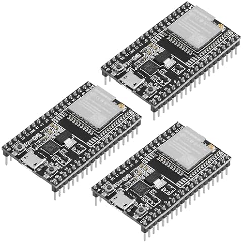 3PCS ESP32 ESP32-DevKitC ESP32-WROOM-32U Development Board Kits, 38 Pin CP2012 Micro USB WiFi + Bluetooth Dual Cores Microprocessor Interface SPI I2C I2S Suitable for Arduino WiFi Cover