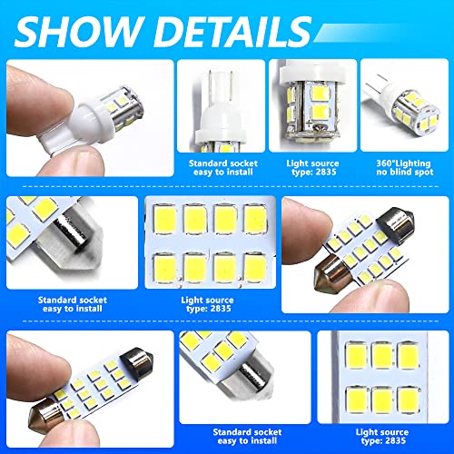 24 Pcs Led Interior Car Lights, Dome Light Bulbs Kit T10 31Mm 36Mm 41Mm, Led Replacement Lights For Car Truck Map Door Courtesy License Plate Lights, Trunk Lights, And License Lights. White #TOP3