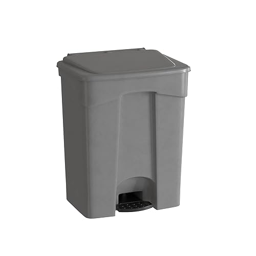 Miniatura 7 de Bote de basura rectangular beige de 72 cuartos de galón/18 galones, eliminación manos libres, cubo de basura con pedal de pie