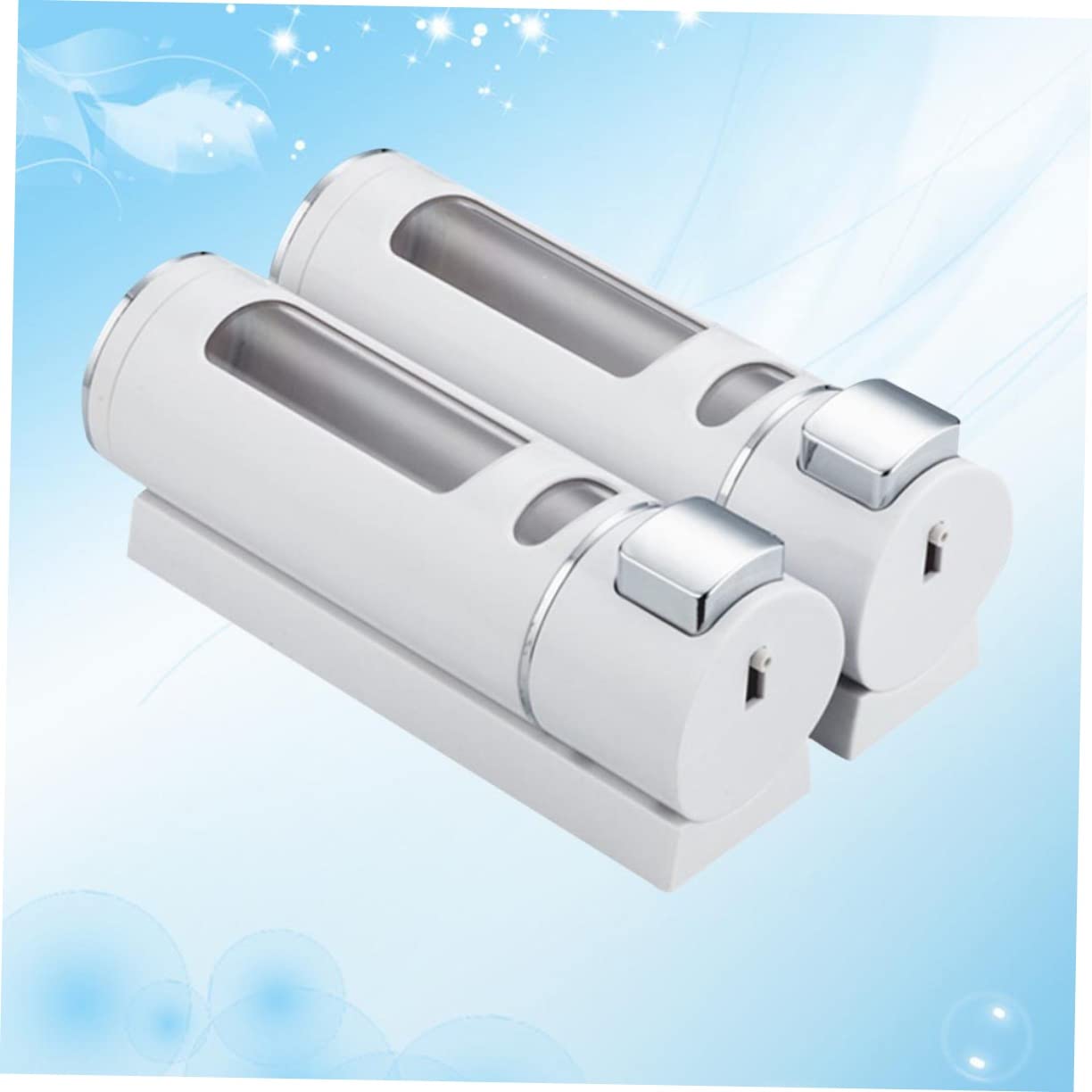 Dispenser di Sapone Liquido Bianco da Parete Doppia Testa Materiale Abs Facile da Installare, Design Finestra Trasparente per Bagno e Cucina