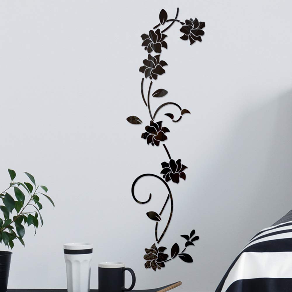 LELE Life Autocollants muraux en Acrylique avec Motif de Fleur de Vigne - Décoration Murale pour la Maison, Le Salon, la Chambre à Coucher - Doré