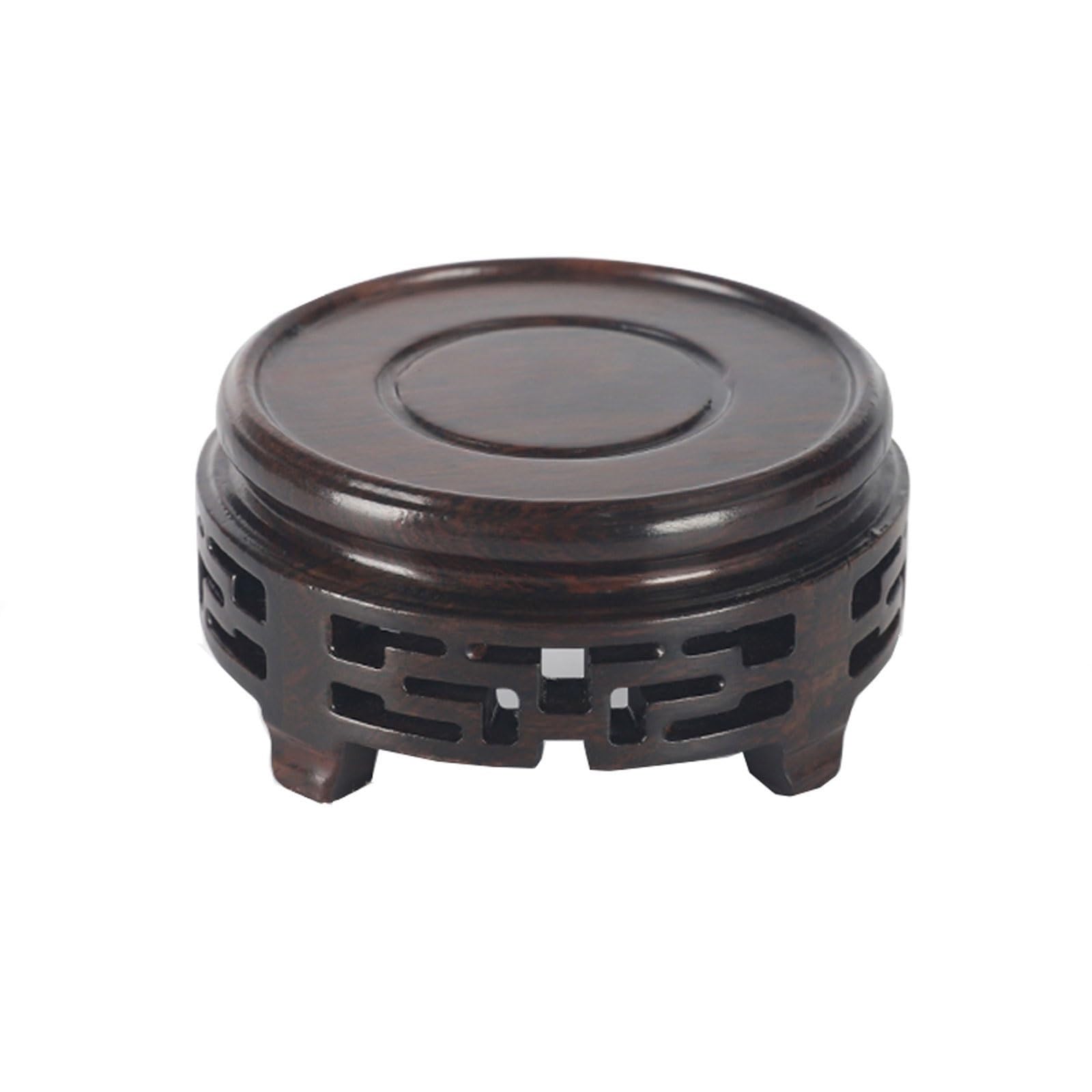 SLEEVE Base de Bonsaï Bois Massif Fond Rond Grain de Bois Petit théière Vase bonsaï bonsaï en Pot Jade Bouddha Statue décoration présentoir Base de Vase en Bois (Size : 4.9in)