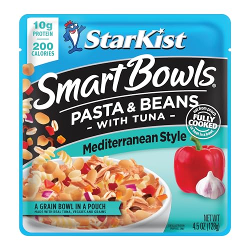 Image of StarKist Smart Bowls Mediterranean Style Tuna, 4.5oz Pouch, 12-pack | Features Pasta and Beans, Wild Caught Light Tuna, No Draining, Ready to Eat