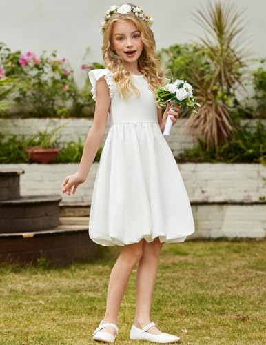 Arshiner Tween Girls Summer Bubble Dress Ruffle Sleeve Casual Party Midi Dresses3