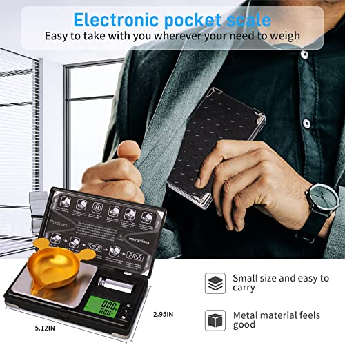 Fuzion Pocket Scale, 200G X 0.01G, Digital Gram Scale Small Herb Scale Mini Food Scale Jewelry Scale Ounces/ Grains Scale, Easy To Carry, Great For Travel ,Calibration Weights And Battery Included #TOP3