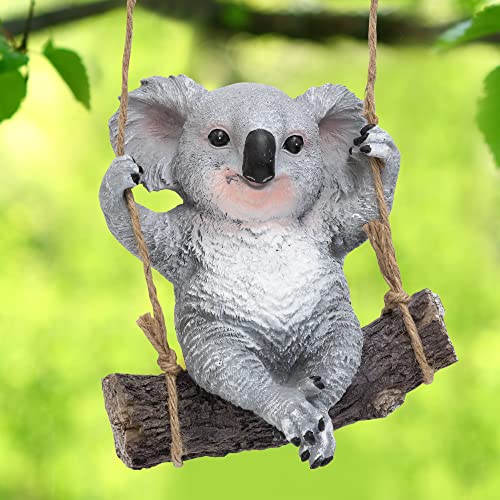 GloBrite Swing Koala - Figura decorativa de jardín para exteriores, escultura colgante de árbol, diseño de animales, para jardín, césped, patio, porche, decoración navideña Cover