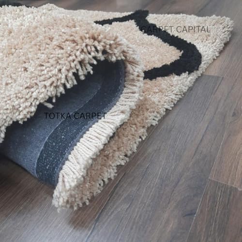 Image of Modern Texture Shag Area Rug Fluffy Microfiber 2inch Pile for Living Room, Bedroom(6x8feet,Beige28)