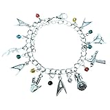 J&C Family Owned Star Trek 9 Logo Charms Lobster Clasp Bracelet w/Gift Box