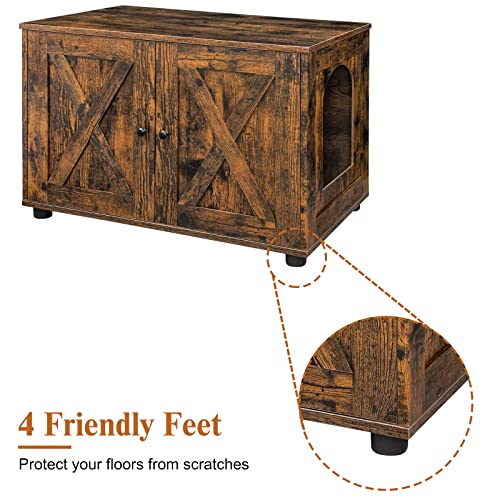 Steauty Litter Box Enclosure, Cat Litter Box Furniture Hidden,Wooden Cat Washroom With Divider,Large Enough For Most Of Orange Cat #TOP3