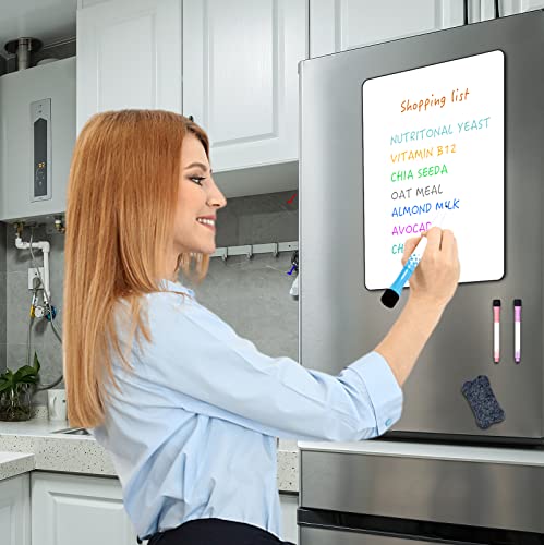 2Pcs Magnetic Dry Erase Board For Fridge,Magnetic Whiteboard For Fridge With 4 Marker And 1 Eraser, Dry Erase Board For Fridge(12" X 9") #TOP2