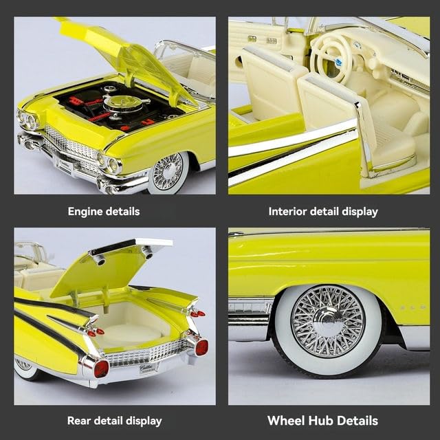 Image of 1:24 Scale Classic 1950s Convertible Alloy Die-Cast Model Car with Sound & Light, Pull Back Action, 4 Opening Doors | Collectible Vintage Model Toy Car for Kids & Adults [Multicolor]
