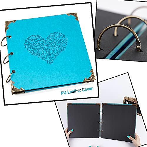 Advcer AVUS_PHOTO_ALBUM_S01_3CN Photo Album Diy Scrapbook, 10X10 Inch 50 Pages Vintage Leather Cover Three-Ring Binder Picture Booth Albums + 9 Colors 408Pcs Self Adhesive Photos Corners thumb #1