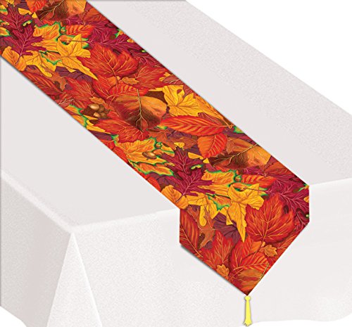 Printed Fall Leaf Plastic Table Runner