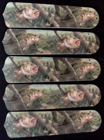 52SET-ANI-LMBF New Large Mouth BASS Fish 52'' Ceiling Fan Blades ONLY