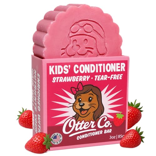 Image of Otter co. Kids Strawberry Conditioner Bar - Tear Free Toddler Bar Conditioner - Sulfate Free & Non Toxic - Organic Ingredients, Vegan, Cruelty Free, Natural, Hydrating & Moisturizing, USA Made