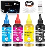 Hiipoo Sublimation Ink with Heat Tape Refill for XP4105 WF7820 ET2720 ET2760 ET2750 ET4800 ET-2800 ET-2803 ET-2850 ET4700 Inkjet Printers Heat Press Transfer on Mugs T-Shirts