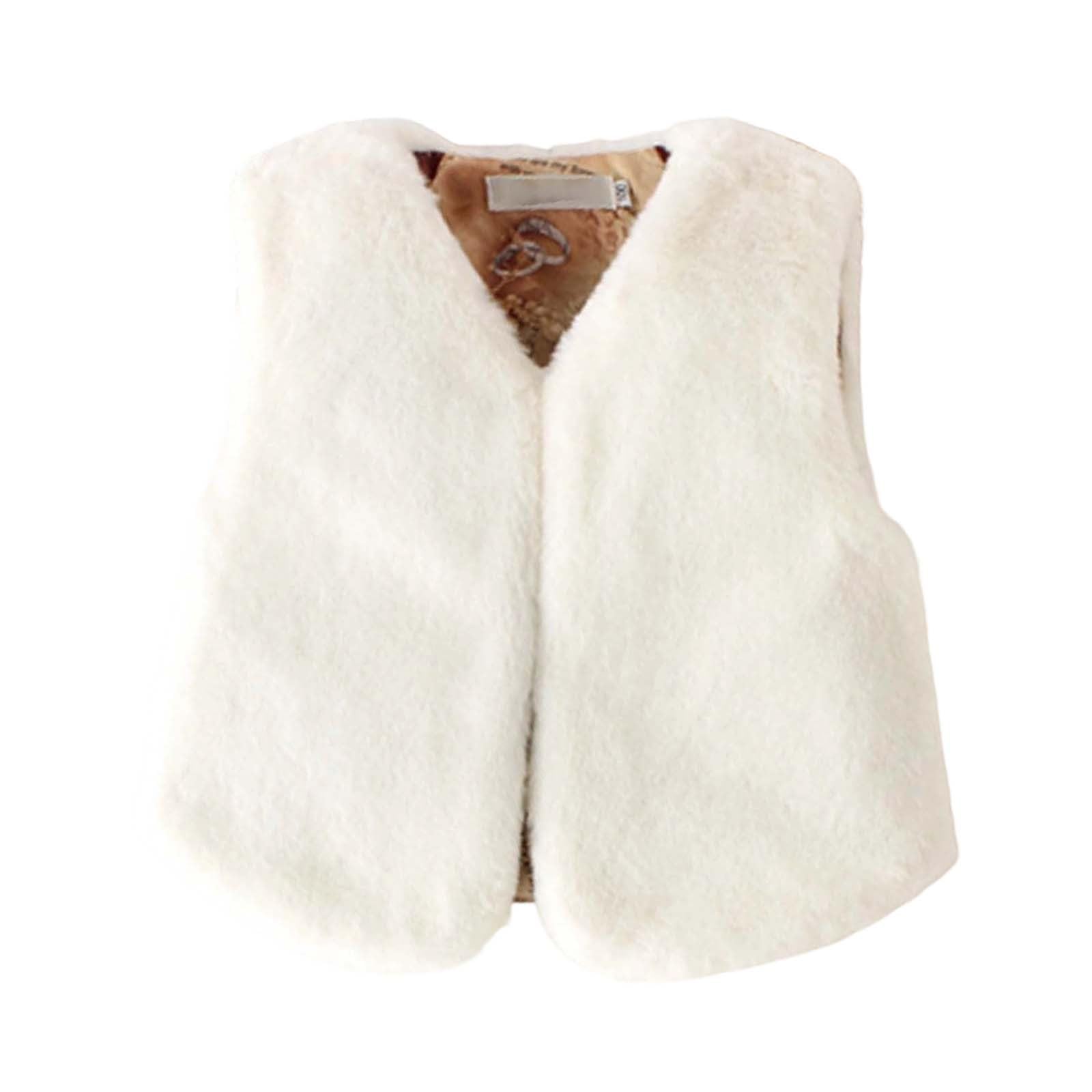 2026 Gilet polaire réversible pour enfants avec bordure en fourrure synthétique, veste d'hiver chaude sans manches pour garçons et filles