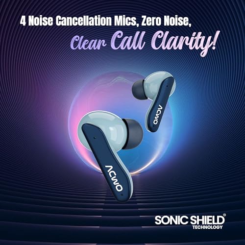 Image of ACwO Dwots 111 Wireless in Ear Earbuds|Up to 75Hrs Battery Life|10Mm Spatial Drivers|Noise-Free Calls with 4 Noise Cancellation Mics|Bluetooth V5.4|Dedicated Cinematic & Bass Mode (Comet Blue)
