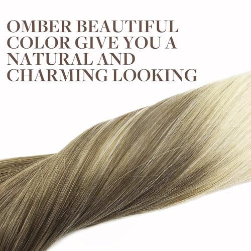 Image of GOO GOO Clip in Hair Extensions Real Human Hair, 22inch 120g 7Pcs, 9 /60 Balayage Ash Brown to Platinum Blonde, Remy Human Hair Extensions Clip ins for Women, Natural Human Hair