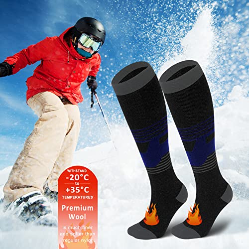 Fuelmefoot 2 Pack Ski Socks,Snowboarding Wool Socks Men Women,Thermal Knee High Warm Socks Sports Performance Socks #TOP1