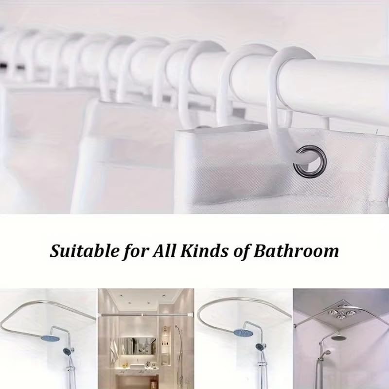 Rideau de Douche en Bambou Tissu Imperméable Lavable avec Crochets Anti Moisissure en Polyester Rideau Douche pour Baignoire Cabine de Douche 200x260cm/WxL