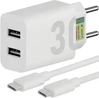 Carregador Super Turbo 30W Ultra Rápido Porta Dupla Tipo C e USB Com Carregamento Rápido + Cabo Tipo C Compatível Com Todos Os Dispositivos, Motorola, Samsung, IPhone 15/16, Xiaomi Premium (Branco)