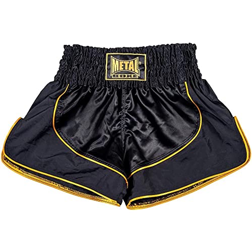 Short Thai Siam Metal Boxe de boxe thaylandaise rouge et noir pour entraînement en club