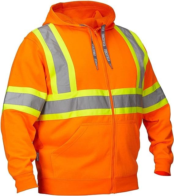 GenericFORCEFIELD Deluxe Hi Vis Safety Hoodie Orange Large With Attached Hood, Orange, L