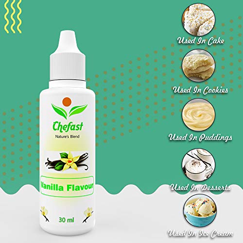 Image of Chefast Vanilla Flavour Baking Essence for Cake, Ice-Cream, Milkshakes, Chocolate, - 30ML ( Use 2-3 Drops Essence for 250 Grm Cake)