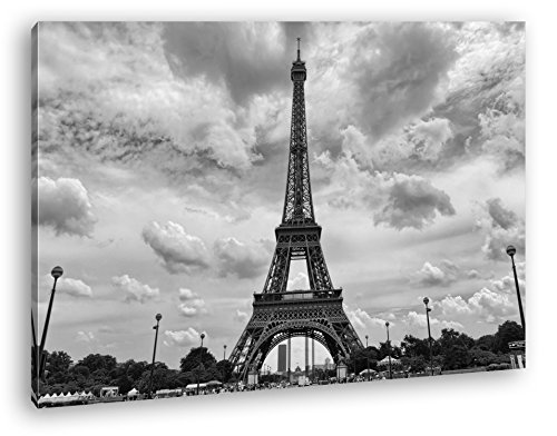 deyoli Berühmter Eiffelturm in Paris Effekt: Schwarz/Weiß Format: 80x60 als Leinwandbild, Motiv fertig gerahmt auf Echtholzrahmen, Hochwertiger Digitaldruck mit Rahmen, Kein Poster oder Plakat deyoli Berühmter Eiffelturm in Paris Effekt: Schwarz/Weiß Format: 80x60 als Leinwandbild, Motiv fertig gerahmt auf Echtholzrahmen, Hochwertiger Digitaldruck mit Rahmen, Kein Poster oder Plakat