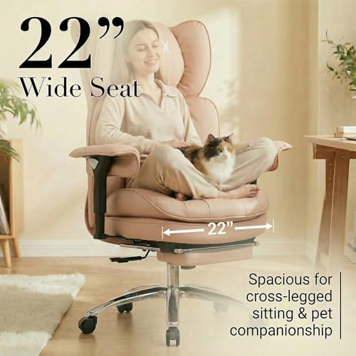 Image of Efomao Big & Tall Desk Chair, Wide Executive Office Chair with Footrest Blue