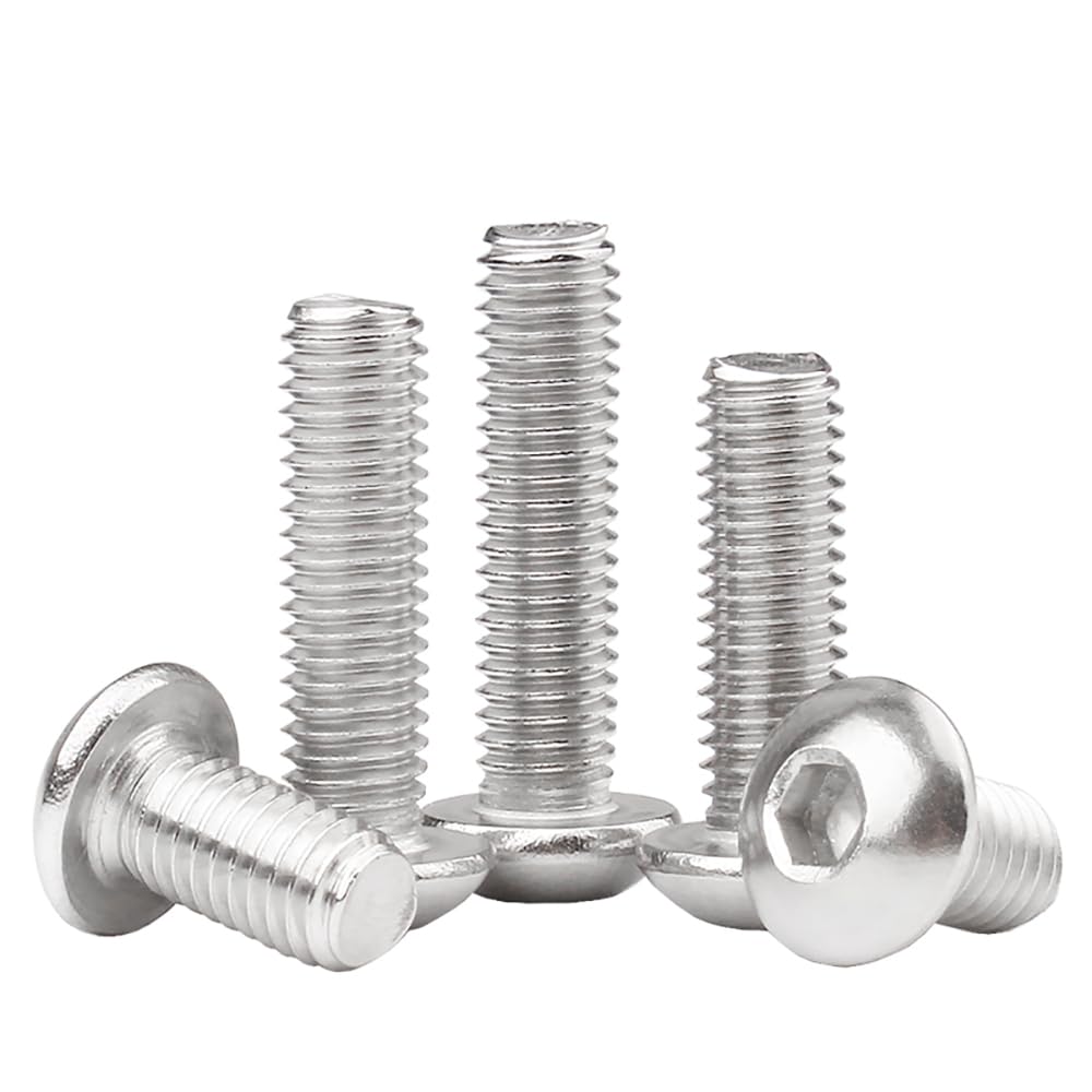 (M8 x 20 mm, 100 piezas) de acero inoxidable, máquina de enchufe de tapa redonda y tornillos de cabeza de botón, pernos plateados para restauración de carpintería de bricolaje, perfecto para proyectos