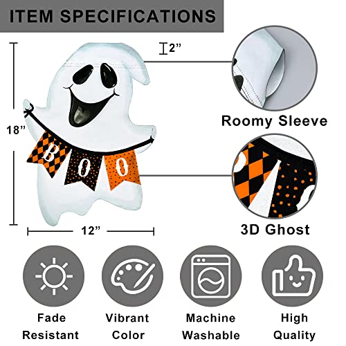 3D Ghost Halloween Garden Flag, Yeahome Vertical Double Sided 12.5X18 Inch Applique Polka Dots Boo Yard Flag, Halloween Decorations Outdoor, Rustic Farmhouse Decor For Seasonal Holiday #TOP2
